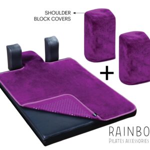 RAINBO Pilates Reformer Non-Slip Mat Towel (Included 2 Pcs Shoulder Block Covers) (Purple), Multicolor