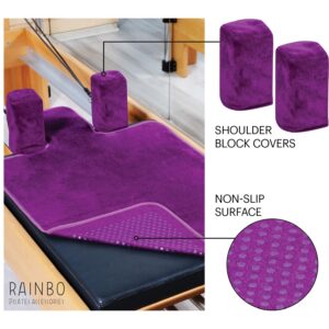 RAINBO Pilates Reformer Non-Slip Mat Towel (Included 2 Pcs Shoulder Block Covers) (Purple), Multicolor