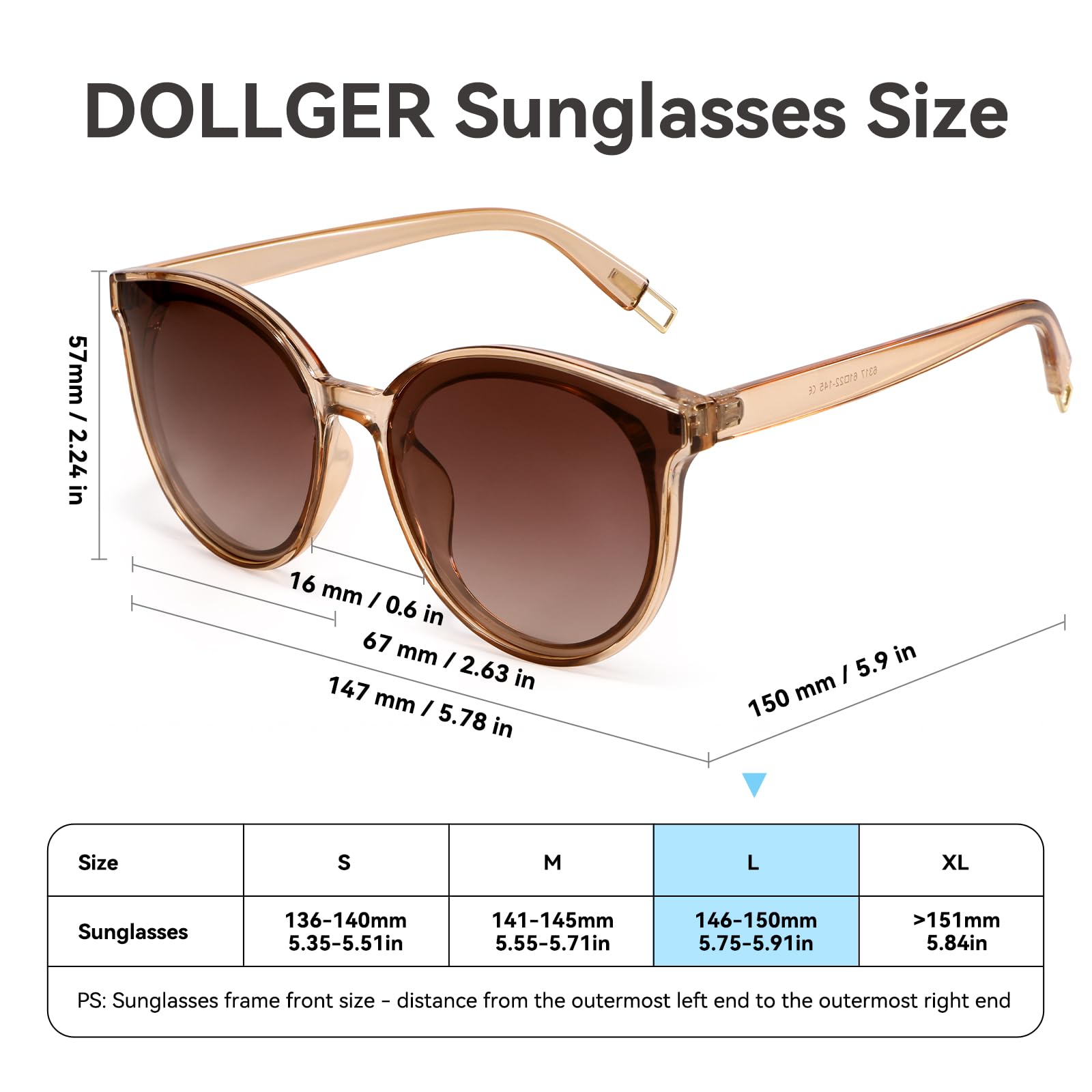 Polarized Oversized Sunglasses for Women Men Trendy Cateye Brown Sun Glasses Retro Large Frame Shades Transparent Brown and black