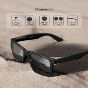 Vanmage Hanauma Polarized Sunglasses for Men and Women, Black Frame Grey Lens