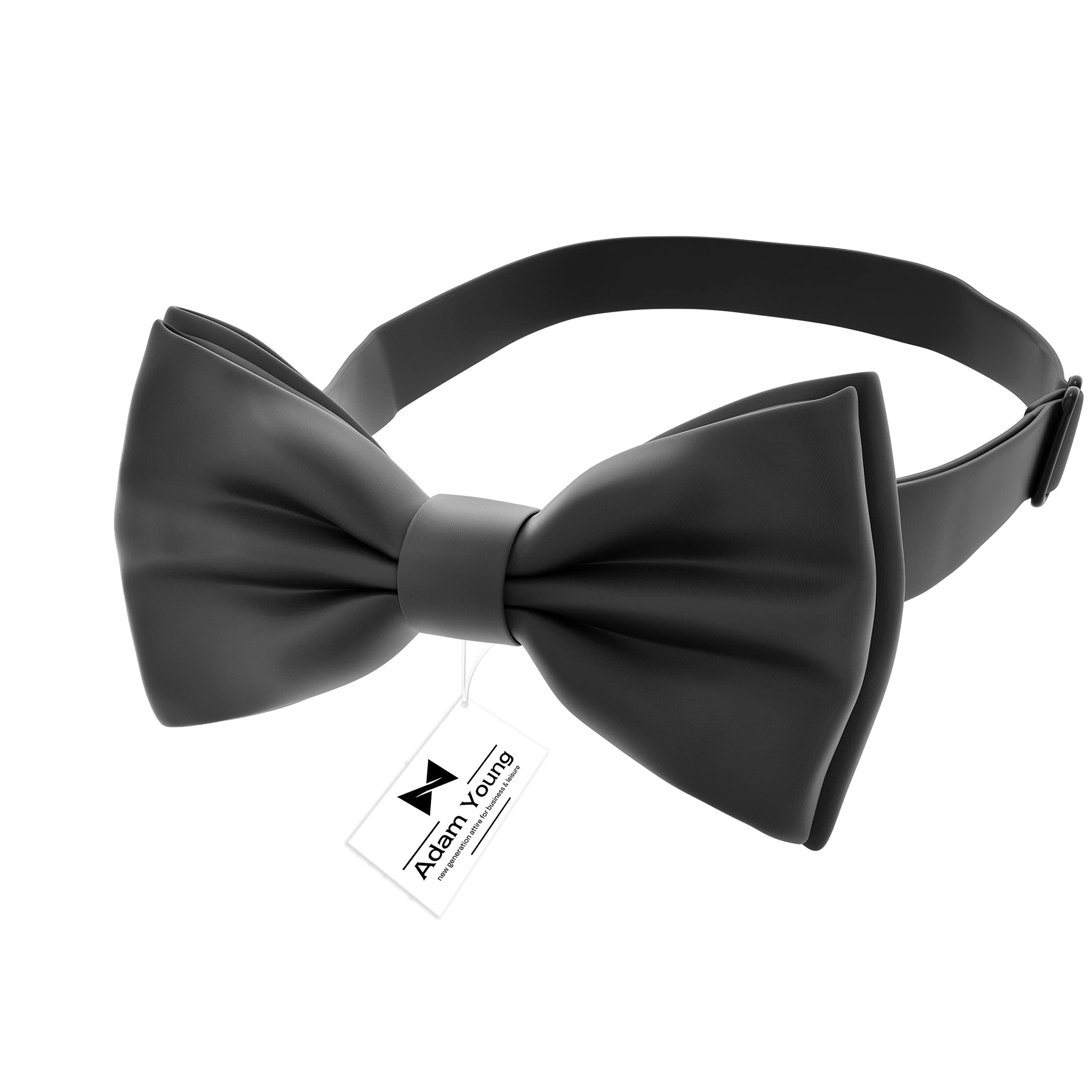 Adam Young Men's Bow Ties with Handkerchief & Cufflinks Pre-Tied Style Formal Satin Classic Bowtie for Tuxedo Faux Silk