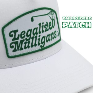 Funny Golf Legalize Mulligans Lucky Golfing Hat Embroidered Patch Mesh Back Trucker Snapback Hats Great Gifts for Golfer Cap (Patch Legalize Mulligans)