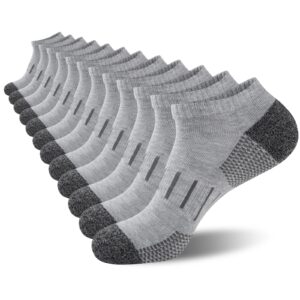 Heatuff Mens Athletic Ankle Socks Moisture Wicking Cushion Running Low Cut Sock 6 Pack