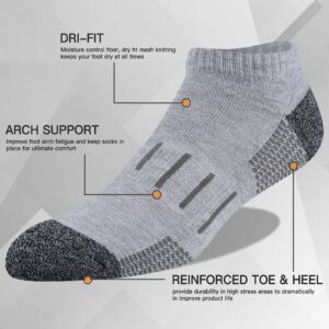 Heatuff Mens Athletic Ankle Socks Moisture Wicking Cushion Running Low Cut Sock 6 Pack