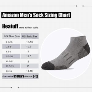 Heatuff Mens Athletic Ankle Socks Moisture Wicking Cushion Running Low Cut Sock 6 Pack