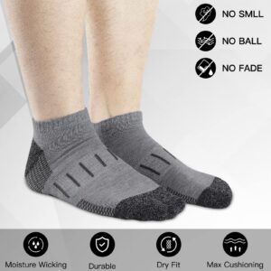 Heatuff Mens Athletic Ankle Socks Moisture Wicking Cushion Running Low Cut Sock 6 Pack