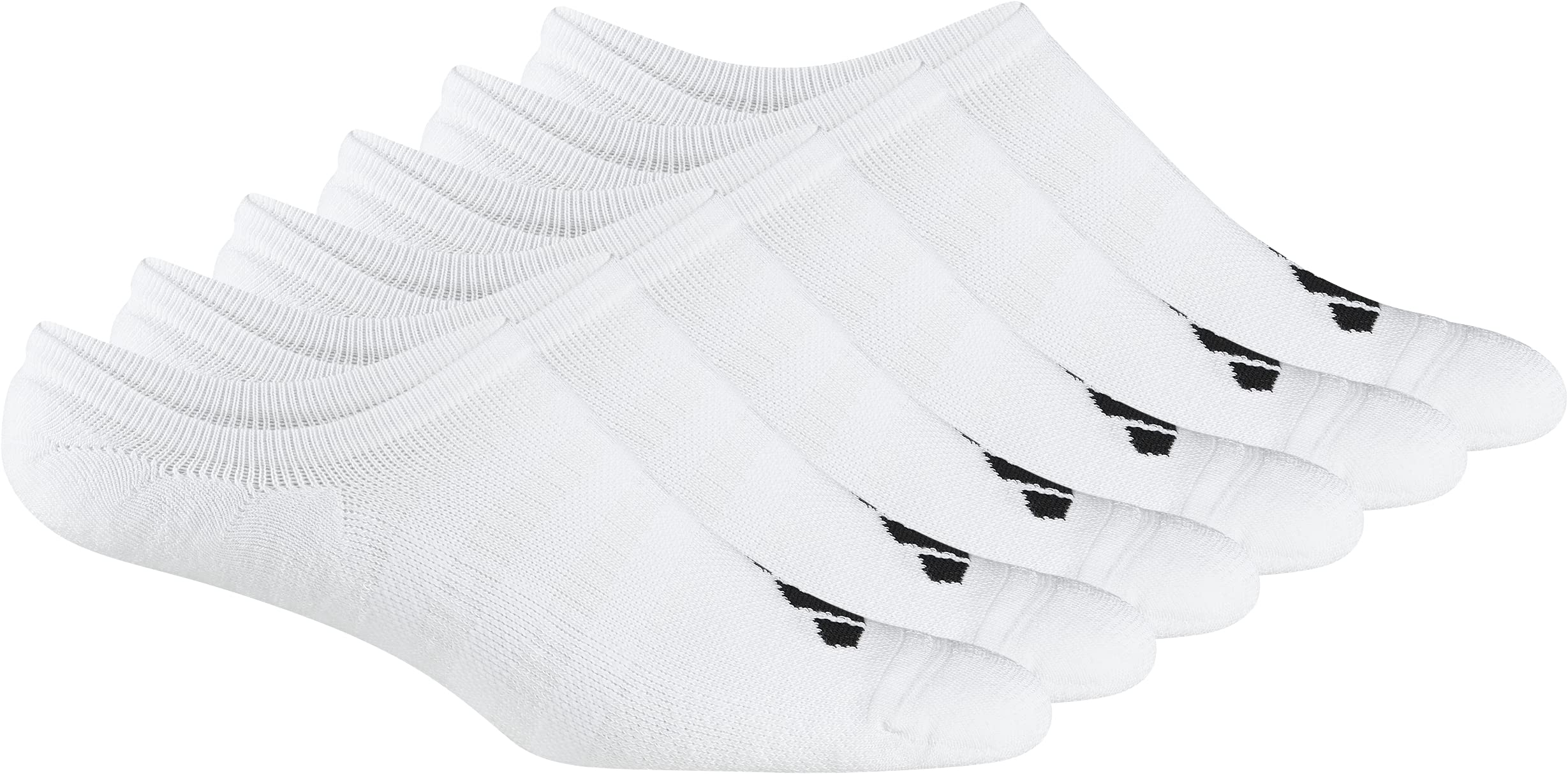 adidas 6 Primeknit No Show Socks, White, 7-8.5