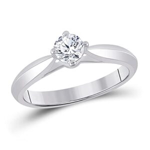 14kt white gold round diamond solitaire bridal wedding engagement ring 1/2 cttw