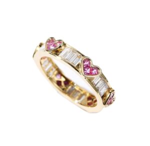 hukqbunx 18k gold peach heart wreath ring amethyst cz square crystal zircon diamond ring women's precious fashion wedding engagement couple ring size 6-10 (size 7)