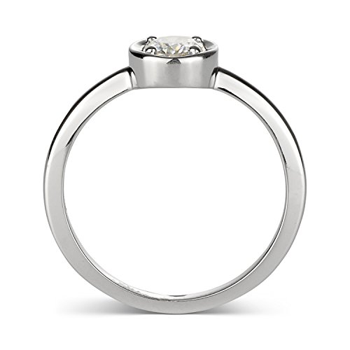 0.33 CTW DEW Round Laboratory-Grown Moissanite Fashion Solitaire Ring in Sterling Silver