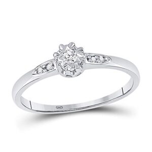 10kt white gold round diamond solitaire bridal wedding engagement ring 1/20 cttw