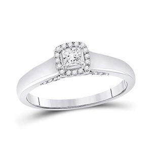 10kt white gold princess diamond solitaire bridal wedding engagement ring 1/3 cttw