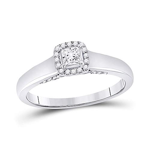 10kt White Gold Princess Diamond Solitaire Bridal Wedding Engagement Ring 1/3 Cttw