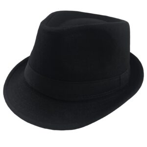 btreeflo unisex classic timelessly fedora hat short brim manhattan structured trilby hat fedoras hats for men women black