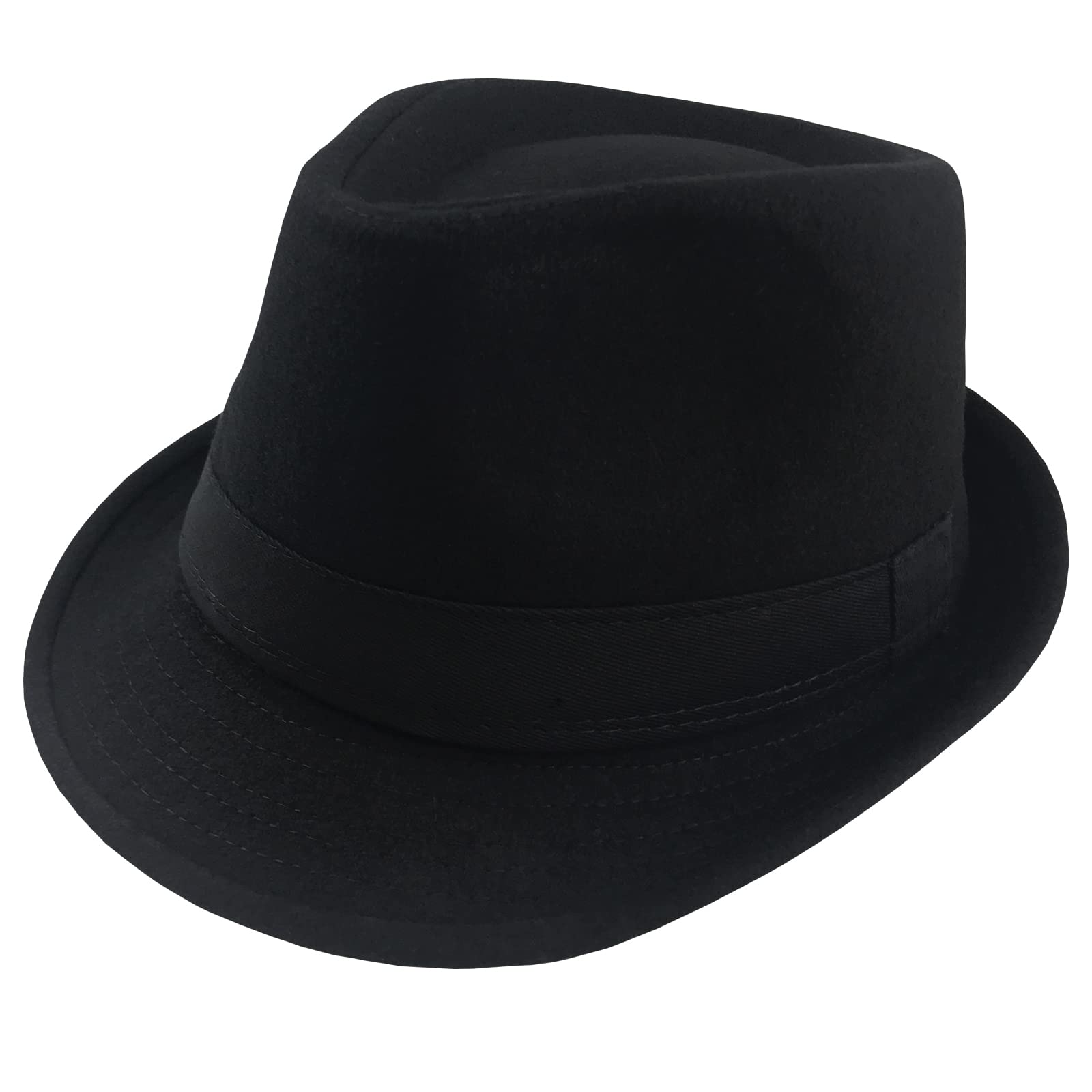 BTREEFLO Unisex Classic Timelessly Fedora Hat Short Brim Manhattan Structured Trilby Hat Fedoras Hats for Men Women Black