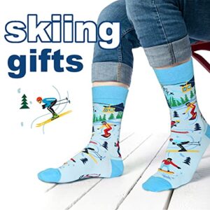 Funny Ski Socks for Women Men, Novelty Skiing Gifts Christmas Gifts Birthday Gifts for Skiers Medium