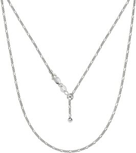 savlano 925 sterling silver italian solid 1.6mm figaro adjustable bolo 14-24 inch chain necklace for women - made in italy comes with a gift box (white)