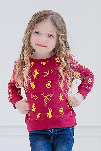 Harry Potter Little Girls French Terry Cosplay Pullover Sweatshirt Red 7-8