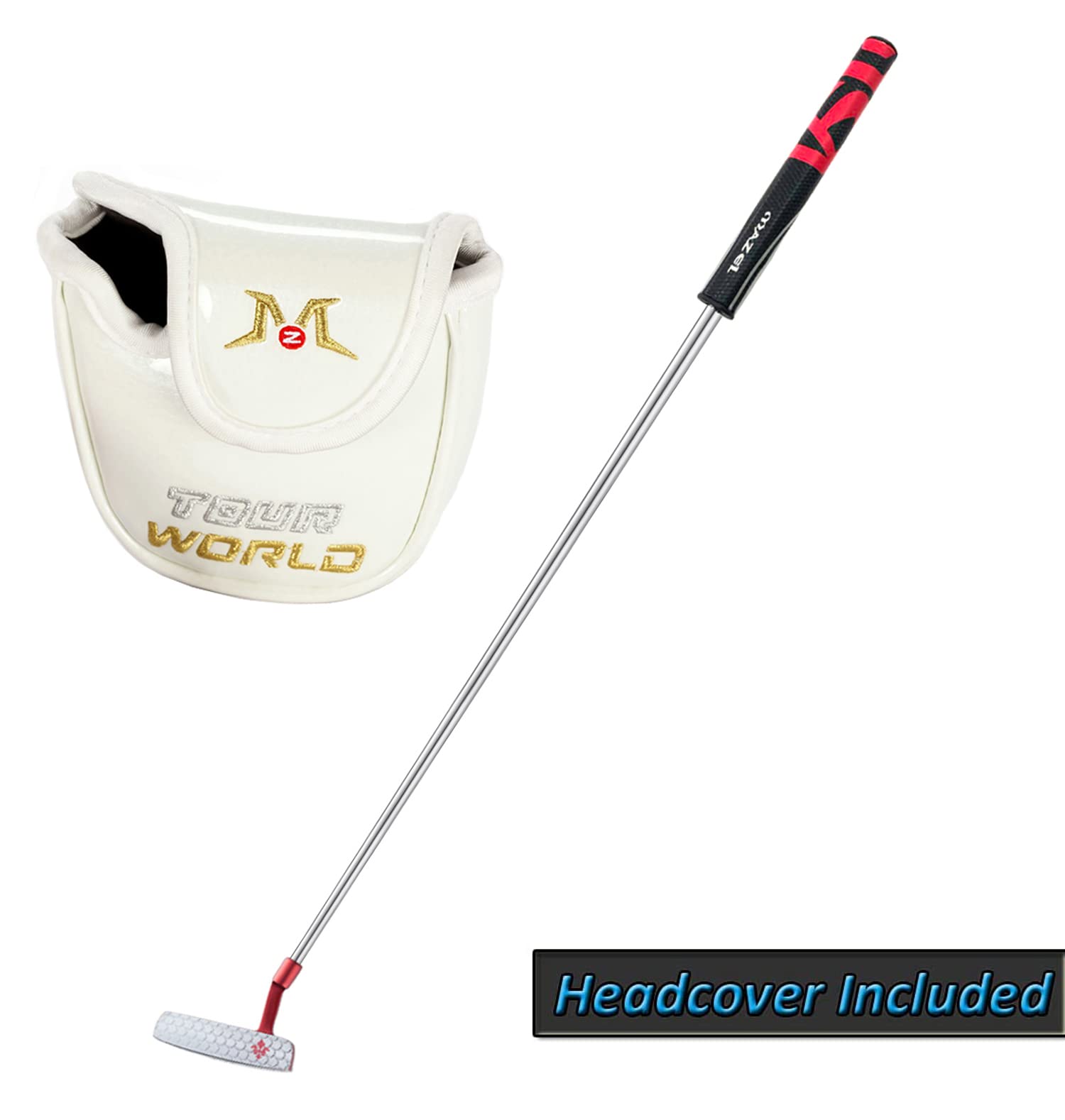 MAZEL Golf Putter with Red Grip & Golf Putting Ball,Bundle of 2