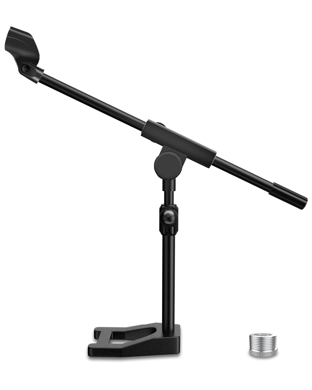 Mictop Desktop Microphone Stand, Adjustable Mic Stand with Boom Arm, Mic Clip Holder and 3/8" to 5/8" Screw Adapter for Dynamic Microphone and Blue Snowball, Blue Yeti, Kick Drums, Guitar Amps