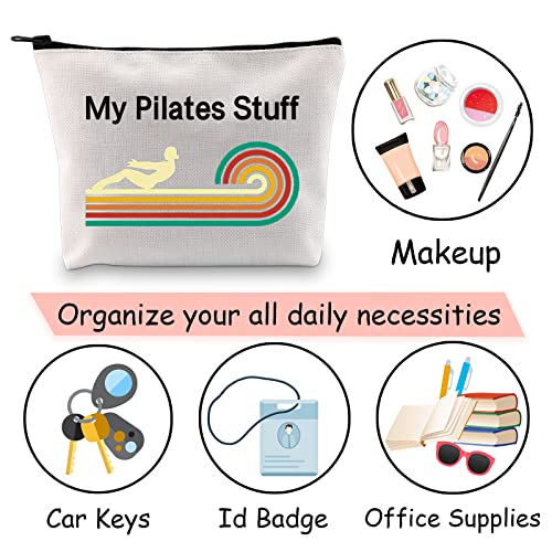 JXGZSO Funny Pilates Makeup Bag Pilates Lover Gifts My Pilates Stuff Cosmetic Pouch Bag Yoga Meditation Gift Yoga Instructor Gift