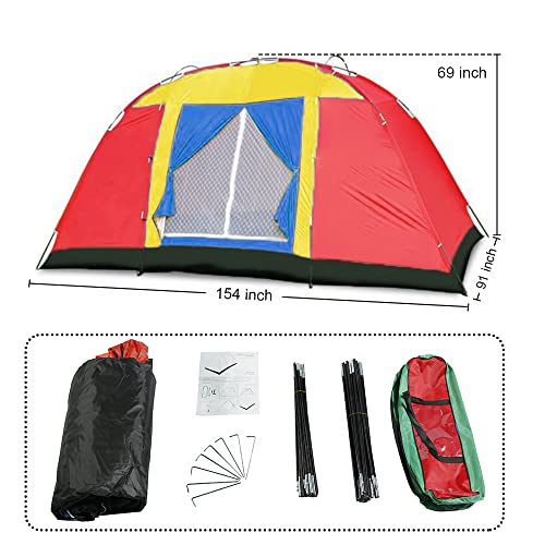 MKSY 8 Person Tent for Camping, Waterproof Windproof Cabin Tent Family Tent Easy Set Up Party Large Tent with Portable Carry Bag for Hiking Traveling