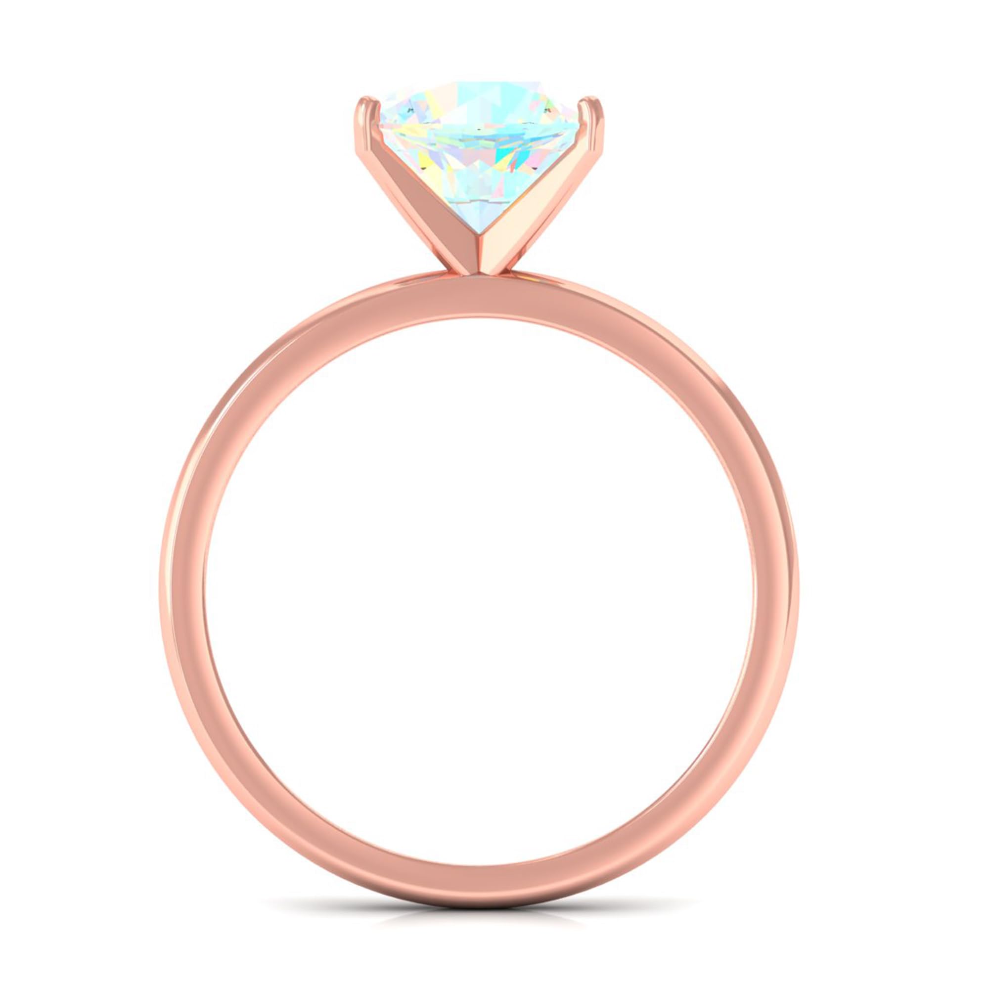 Natural Ethiopian Opal Engagement Ring, AAA Quality, Rainbow Opal 8mm Round Shape Engagement Ring - With Jewelry Box, 14K Rose Gold, Size:US 8.50