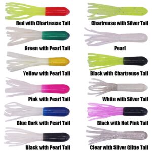 Tube Bait Crappie Lures Tube Jigs Heads Panfish Kit Crappie Bait Fishing Lure Gear Small Soft Plastic Worm Baits for Freshwater Pan Fish Trout Tackle Set Bluegill 130 Piece Kits 120 Bodies 10 Jigheads