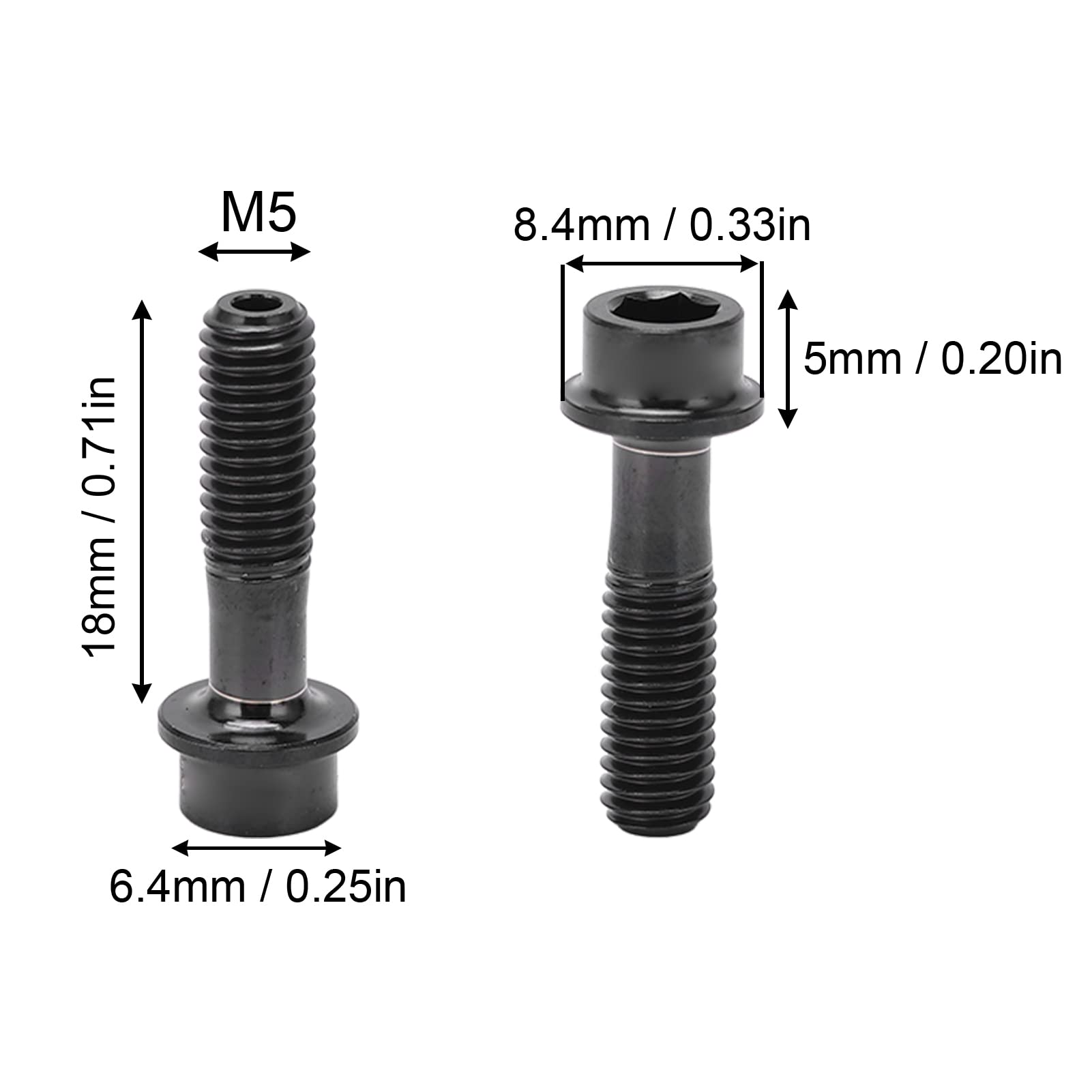 BuyWeek Bike Stem Bolts, 6Pcs M5x18mm Bicycle Stem Fixing Screws Bike Brake Lever Fixing Bolts Screw for Mountain Road Bike Black