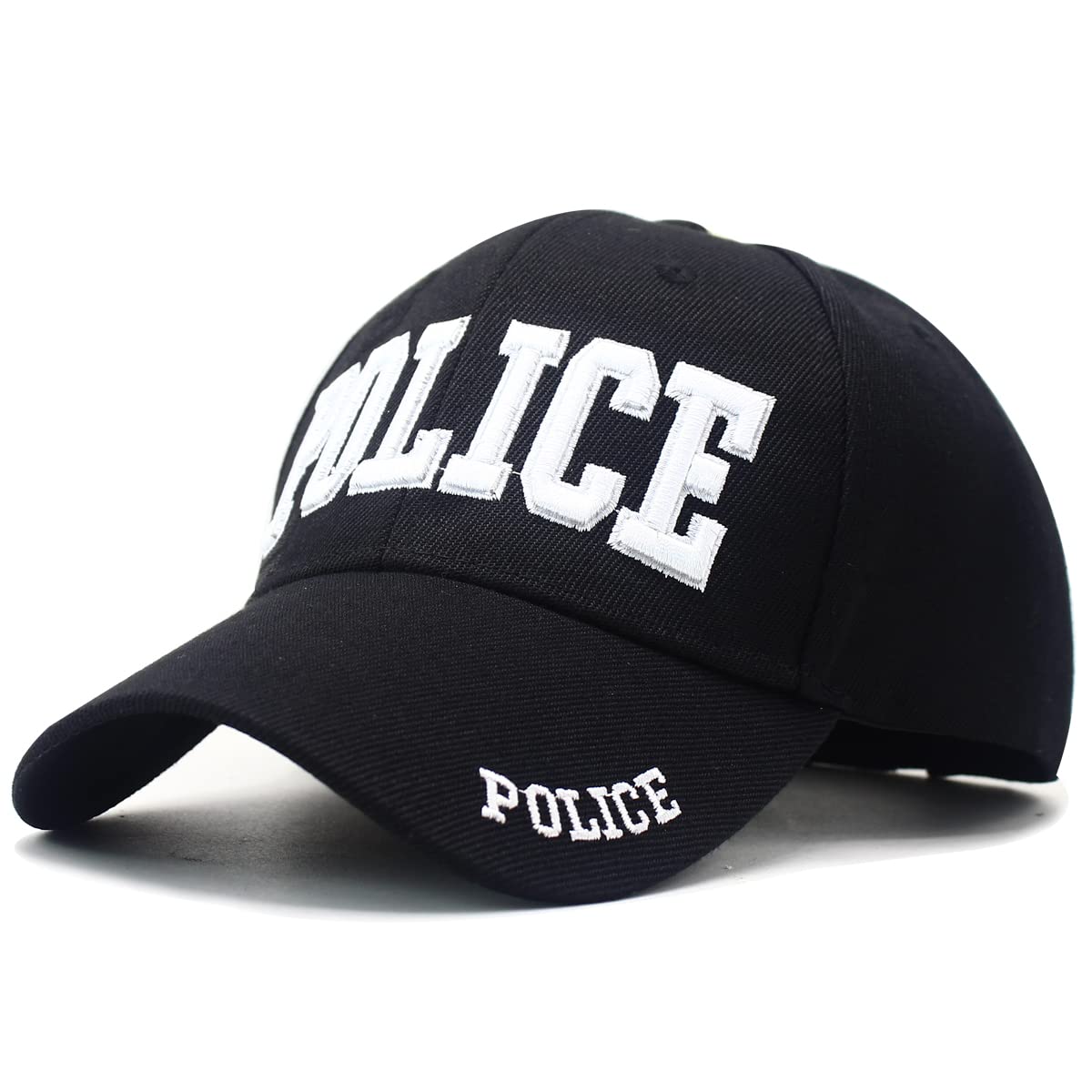 DailyCarry Black Blue Police Adjustable Baseball Cap Law Enforcement Officer Cops Gear 3D Embroidered Men Women Hat (Black)