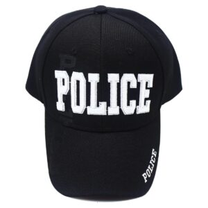 dailycarry black blue police adjustable baseball cap law enforcement officer cops gear 3d embroidered men women hat (black)