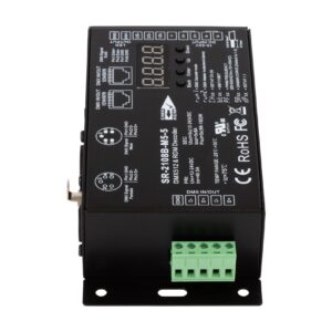 SIRS-E 5 Channel CV DMX RDM Digital PWM Decoder 8/16 bits for RGB & RGBW LED Lighting 12-24V DC UL Recognized Controller 5x8A Dimmer 5809 SR-2108B-M5-5