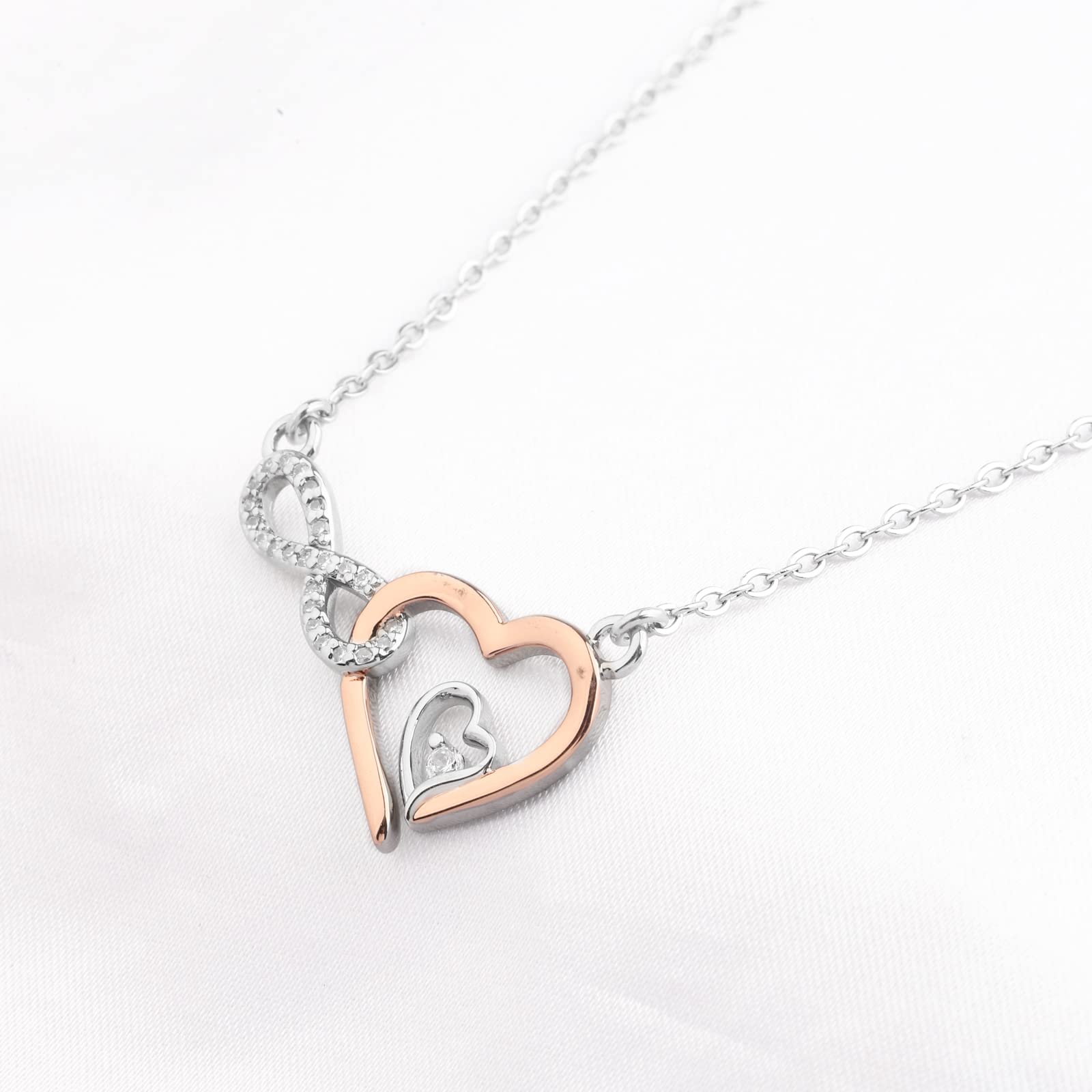 PLITI Bonus Daughter Gift Stepdaughter Jewelry Infinity Heart Pendant To My Beautiful Bonus Daughter Necklace Unbiological Daughter Gift (Bonus Daughter Infinity Heart nec)