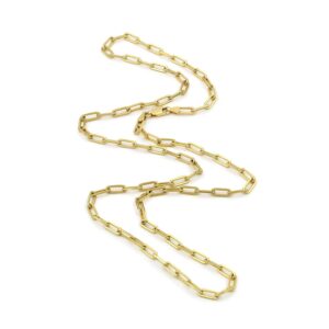 Nuragold 10k Yellow Gold 3mm Paperclip Elongated Rolo Cable Link Chain Pendant Necklace, Womens Jewelry Lobster Clasp 16" 18" 20" 22" 24"