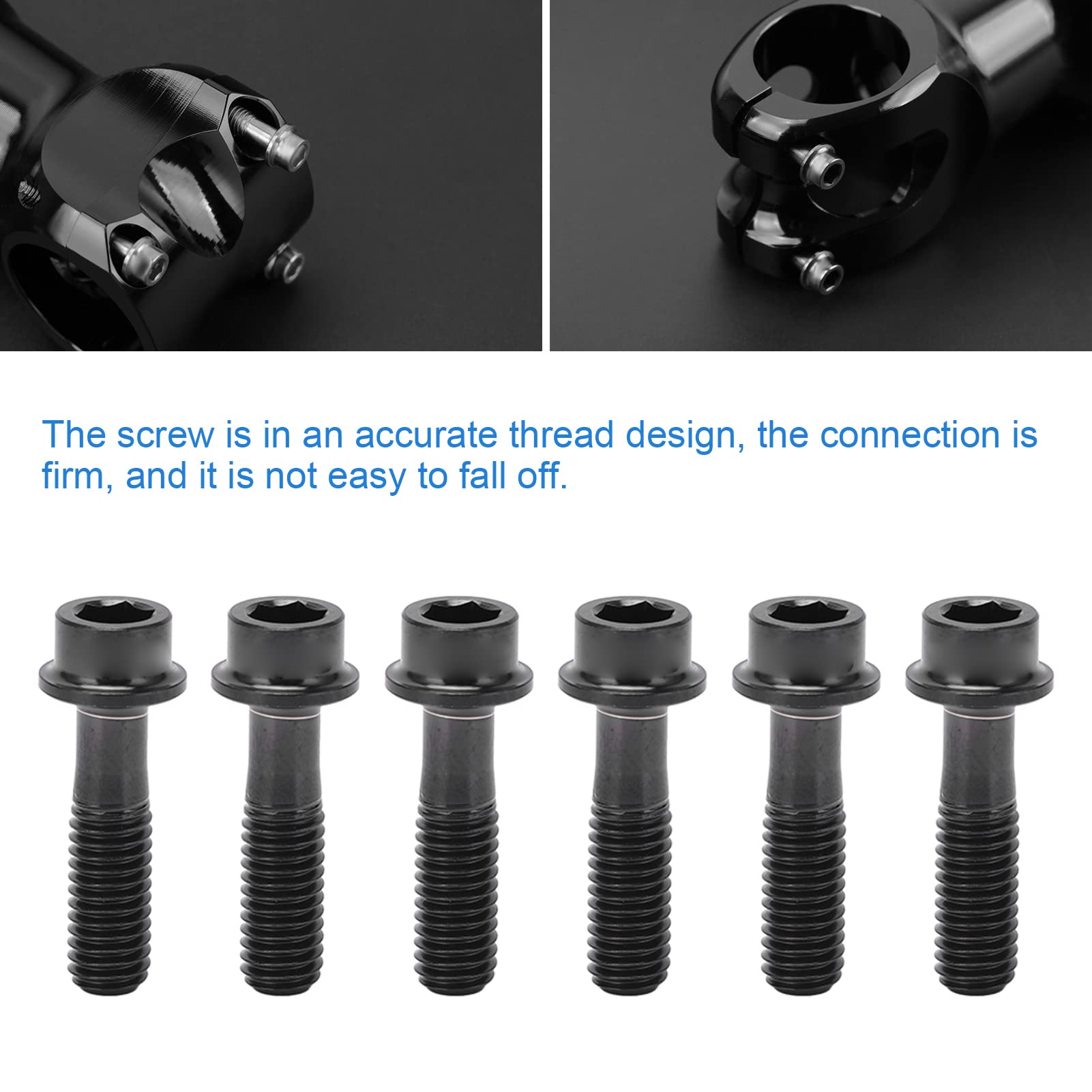 BuyWeek Bike Stem Bolts, 6Pcs M5x18mm Bicycle Stem Fixing Screws Bike Brake Lever Fixing Bolts Screw for Mountain Road Bike Black