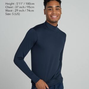 LAPASA Mens Thermal Underwear Top Fleece Lined Mock Neck Long Sleeve Shirt Base Layer Undershirt Midweight Thermoflux 200 Warm Cold Weather M123 Large Navy Blue