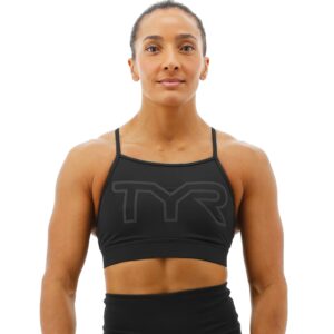 tyr women's standard high neck performance sports bra, black, x-large