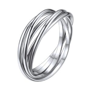 chicsilver 925 sterling silver rings for women men skinny plain dome multi interlocked rolling stackable eternity rings wedding band size 10