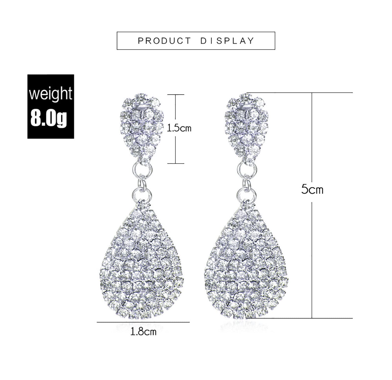 Rhinestone Teardrop Dangle Earrings for Women, Kucheed Sparkly Bridal Bridesmaids Crystal Dangle Drop Earrings,Silver Twinkle Diamond Chandelier Earrings,Fashion Wedding Party Earrings Jewelry