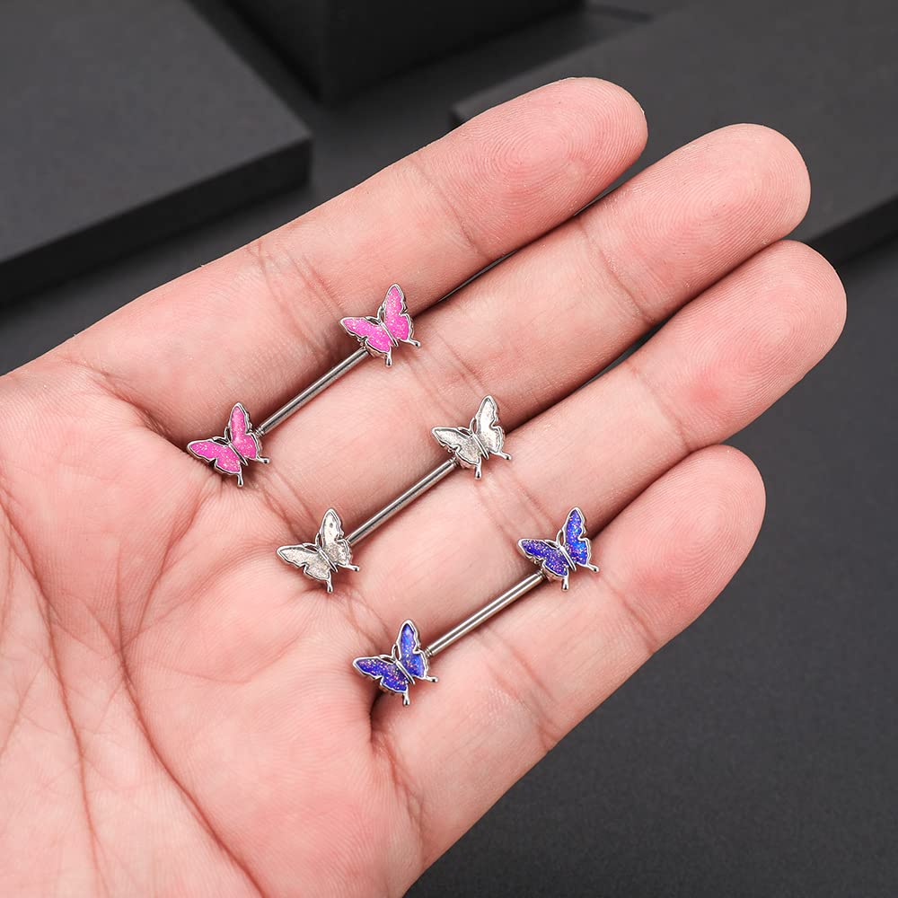 Piercing Butterfly Nipple Jewelry Bar Piercing Barbell for Women Nipple Ring 316L Body Piercing Jewelry Yellow