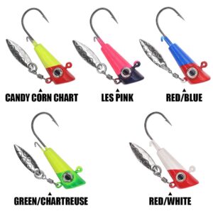 Shad-Darts-Fishing-Lures-Shad-Jig-Head 1/16oz 1/8oz 1/4oz 1" W/Bucktail 25 Pack (1/8 oz (3.5g) JIG HEAD W/SPINNER -25 Pack)