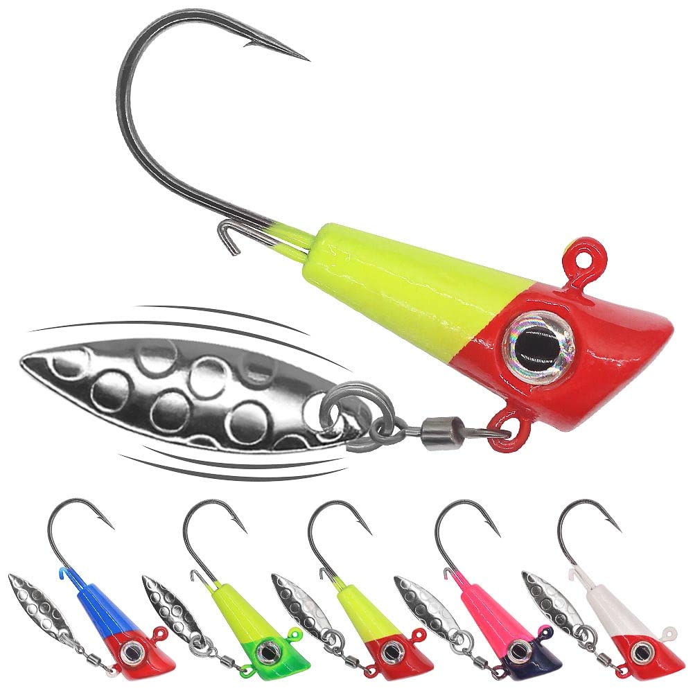 Shad-Darts-Fishing-Lures-Shad-Jig-Head 1/16oz 1/8oz 1/4oz 1" W/Bucktail 25 Pack (1/8 oz (3.5g) JIG HEAD W/SPINNER -25 Pack)