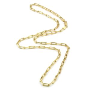 Nuragold 10k Yellow Gold 4mm Paperclip Elongated Rolo Cable Link Chain Pendant Necklace, Womens Jewelry Lobster Clasp 16" 18" 20" 22" 24"