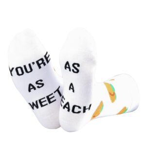 zjxhpo peach crew sock you’re as sweet as a peach novelty sock peach lover gift summer fruit sock peach gift (peach sock)