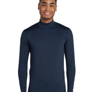 LAPASA Mens Thermal Underwear Top Fleece Lined Mock Neck Long Sleeve Shirt Base Layer Undershirt Midweight Thermoflux 200 Warm Cold Weather M123 Large Navy Blue