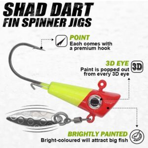 Shad-Darts-Fishing-Lures-Shad-Jig-Head 1/16oz 1/8oz 1/4oz 1" W/Bucktail 25 Pack (1/8 oz (3.5g) JIG HEAD W/SPINNER -25 Pack)