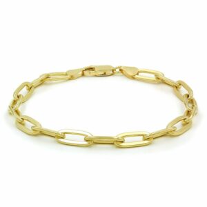 Nuragold 10k Yellow Gold 3mm Paperclip Elongated Rolo Cable Link Chain Bracelet, Womens Jewelry Lobster Clasp 7" 7.5" 8"