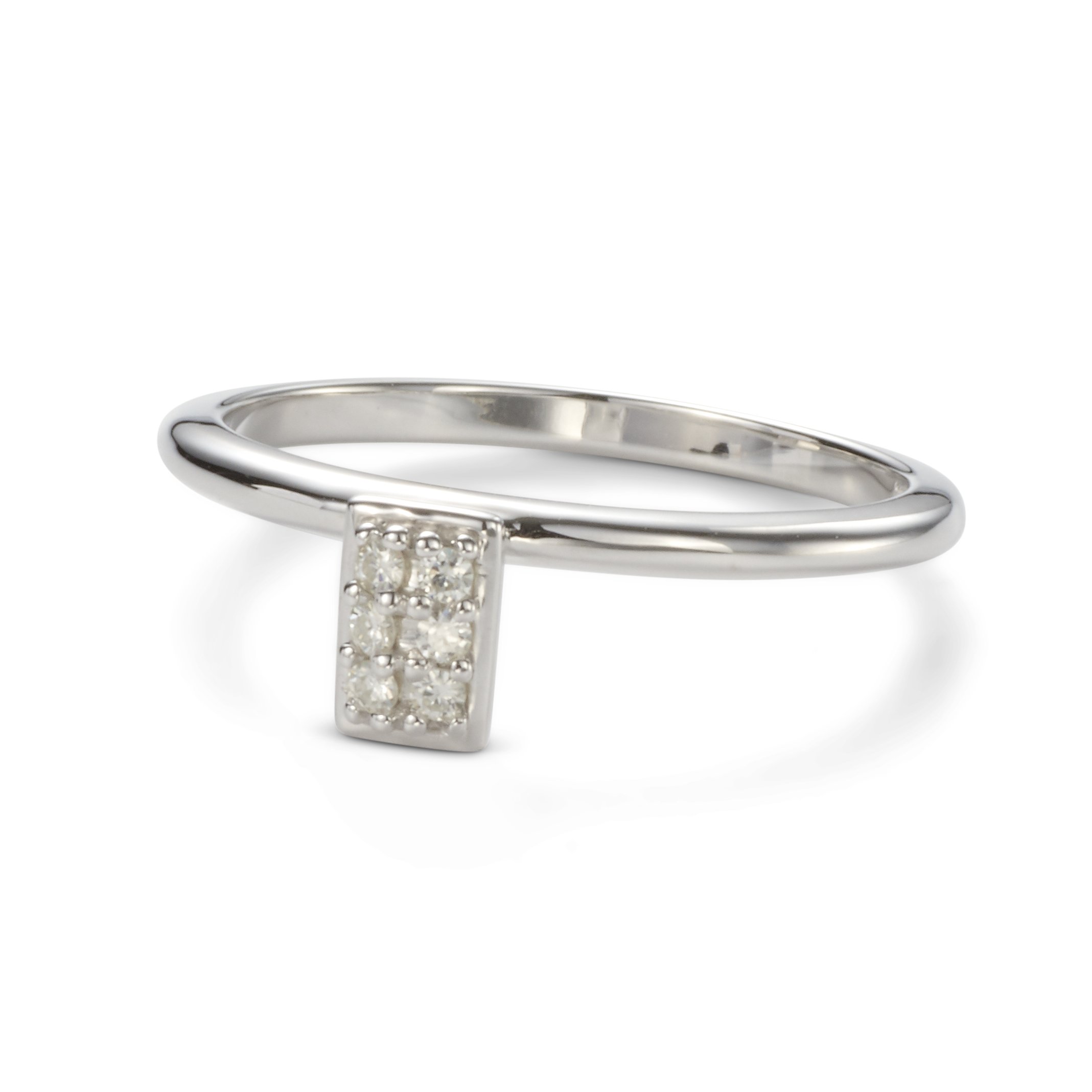 0.08 CTW DEW Round Laboratory-Grown Moissanite Rectangular Cluster Ring in Sterling Silver