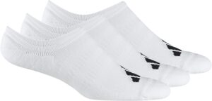 adidas 3 primeknit no show socks, white, 7-8.5