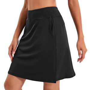 Jhsnjnr Womens Golf Skirts 20" Knee Length Skorts with Pockets Summer Athletic Tennis Skirts Black